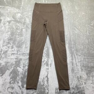 Athleta Delancey Moto Tight Brown XS High Rise Zipper Ankle Pockets Grunge